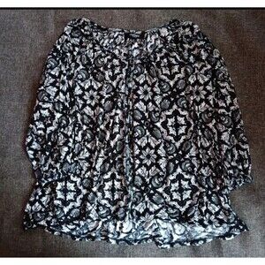 shirt XL Womens Chelsea Studio Blouse Black white 3/4 sleeve